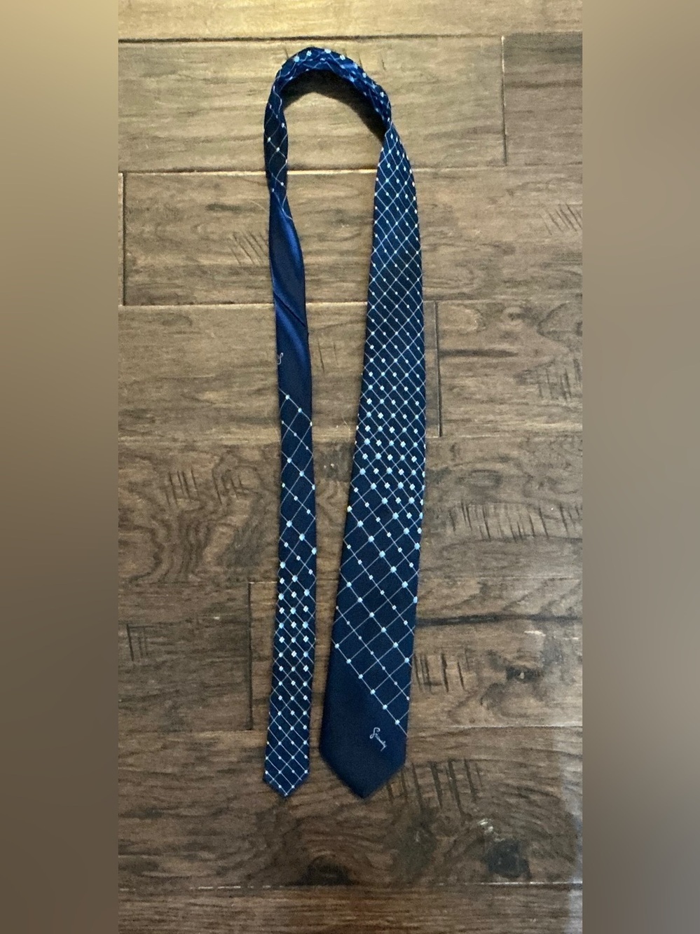 Vintage Givenchy Gentleman Paris Navy Blue Geometric Designer Necktie